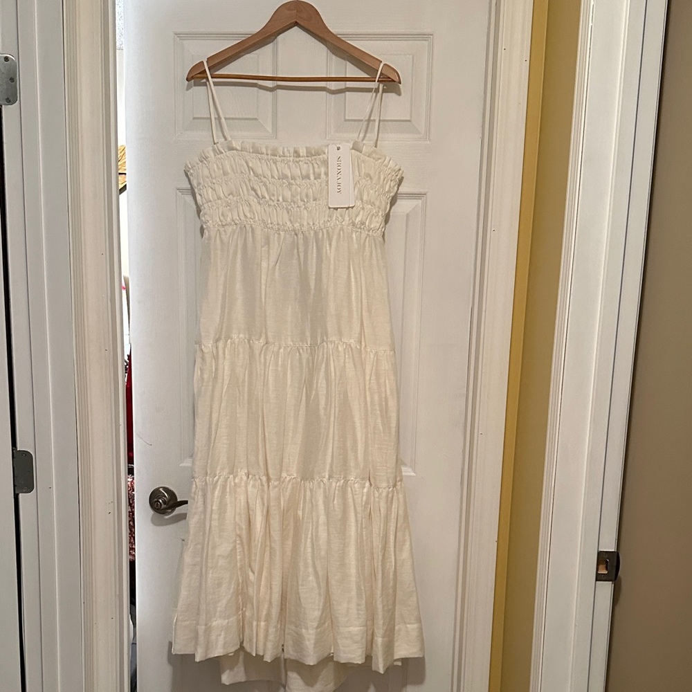 Shona Joy Ivory Smocked Tiered Maxi Dress